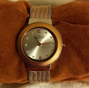 Skagen rose gold two toned women's mesh watch